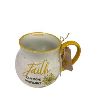 Christian Art Gifts Faith Can Move Mountains Sunflower Coffee Mug 18 oz